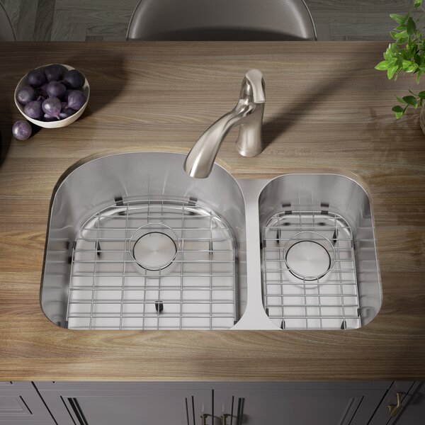 31.5'' L Undermount Double Bowl Stainless Steel Kitchen Sink 
